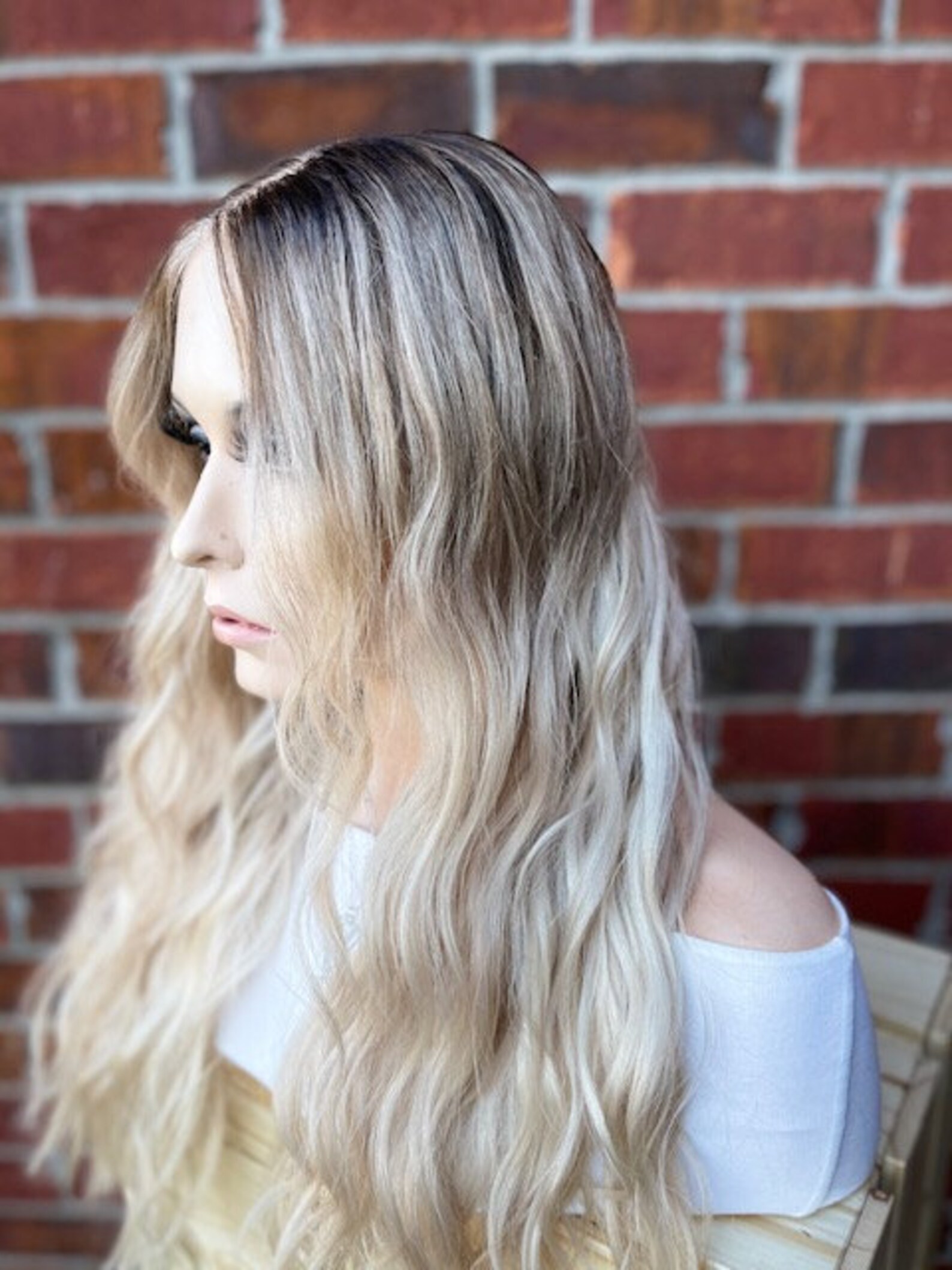 Perruque blonde platine / Perruque balayage racine foncée / Etsy