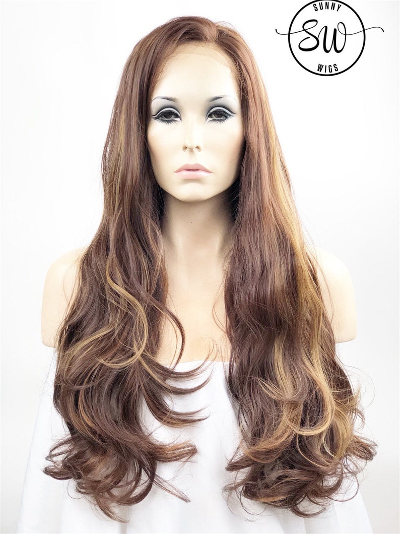 Brown Long Hair Softly Curls Auburn Blonde Highlight Etsy