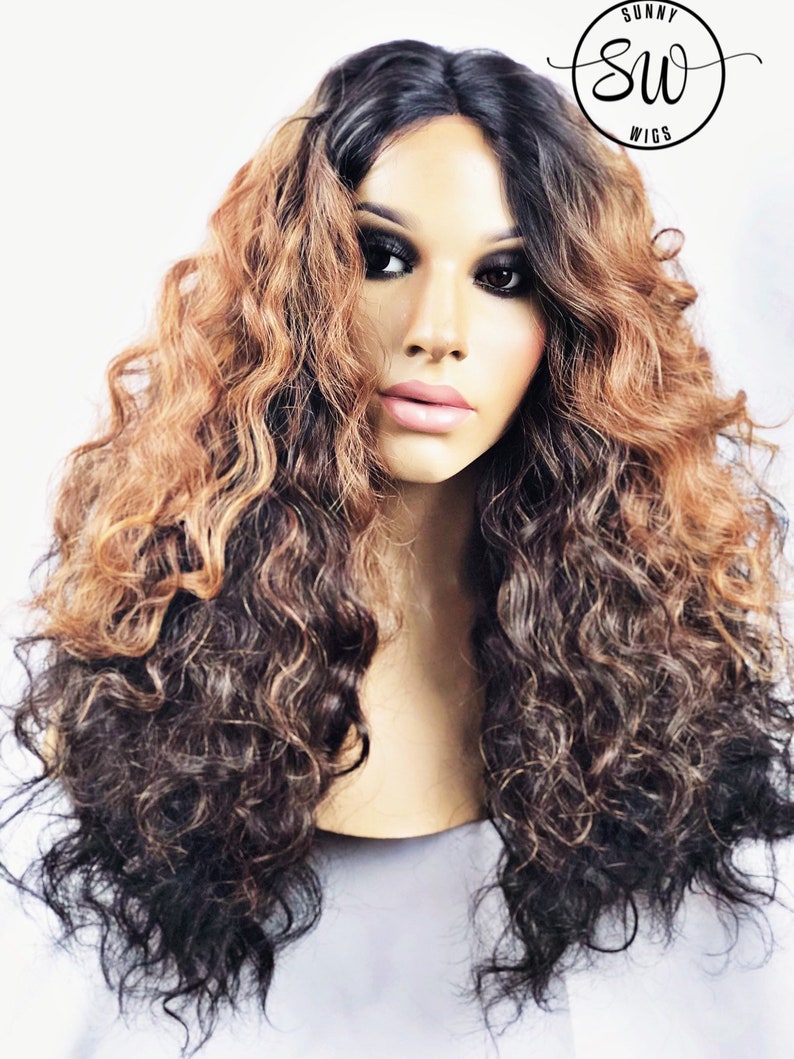 Ombre Auburn W Dark Brown Warm Copper Volumized Wavy Lace Etsy