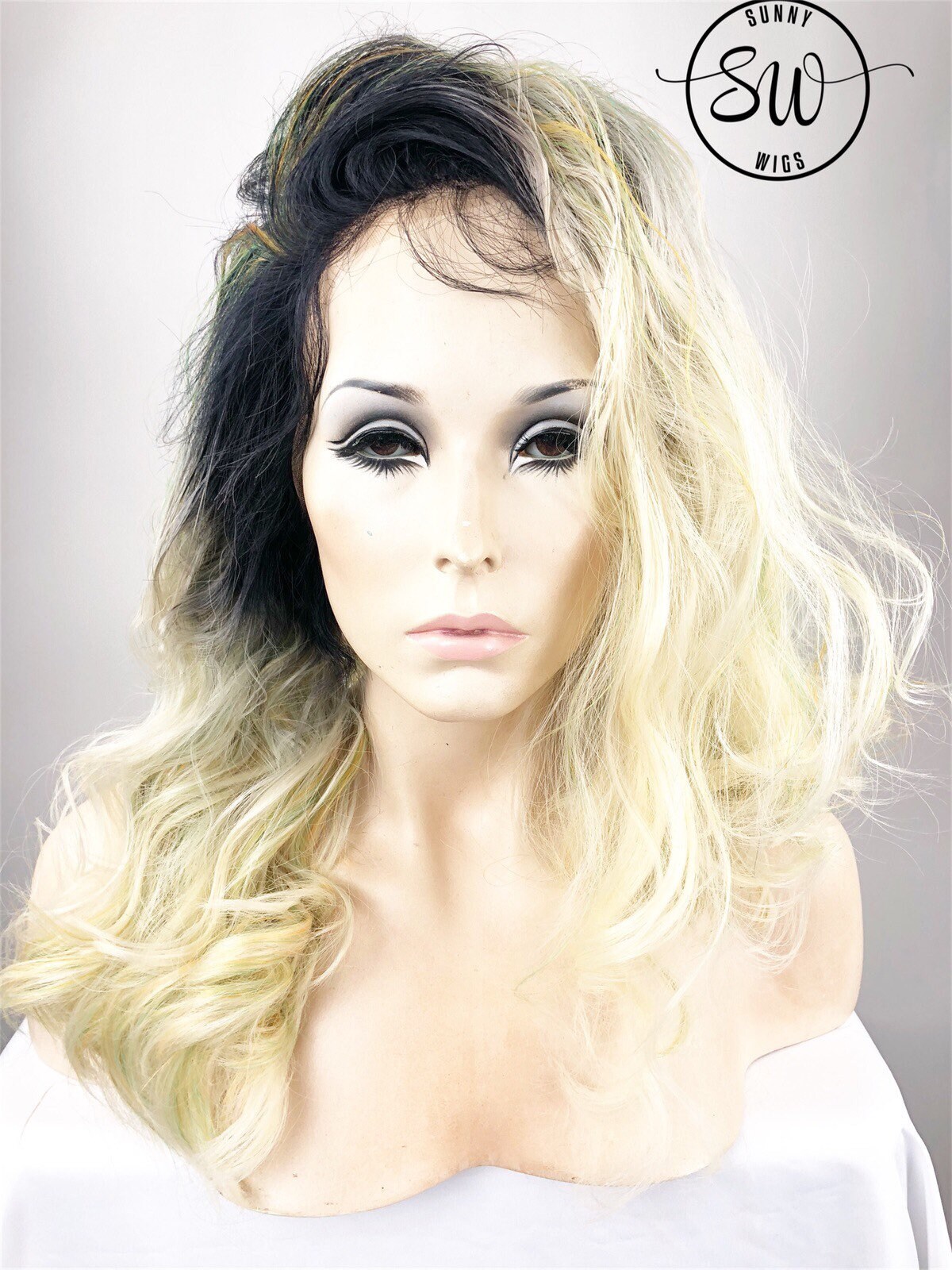 Blonde W Hints Of Green Yellow Lowlights Lace Frontal Etsy