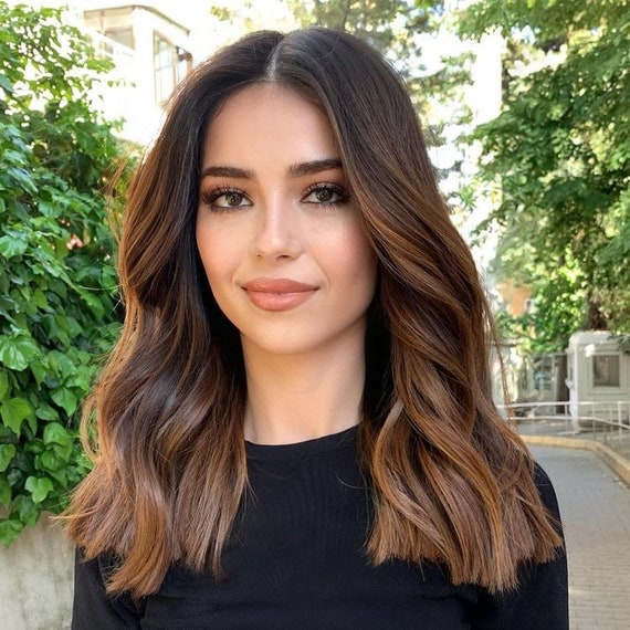 Brown Caramel Balayage Wavy Wig / Brunette Ombre Human Hair - Etsy Australia Brown Caramel Balayage Wavy Wig / Brunette Ombre Human Hair - Etsy Australia
