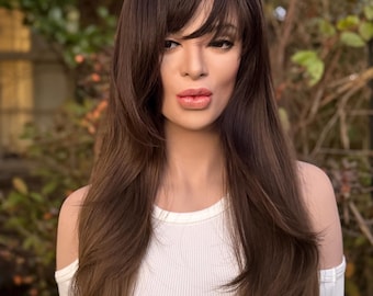 Brown Auburn Ombre Human Hair Blend Long Full Heat OK Wavy  display picture 1