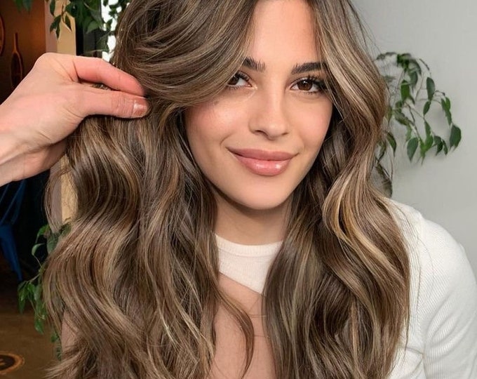 Brown Sun-kissed Blonde Virgin Human Hair Wig 18 150% Density Cuticle