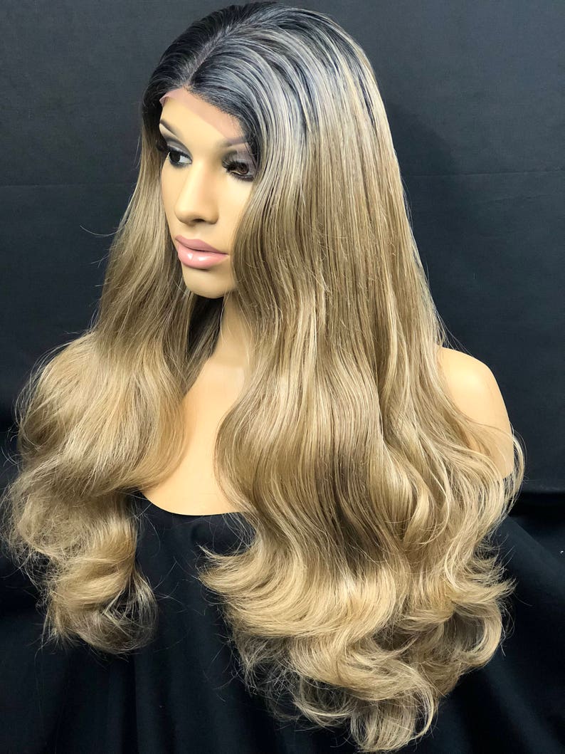 Blonde Ombre Hair Color Balayage Highlights Dark Blonde Hair With Vanilla Highlights Human Hair Blend Lace Front Wig