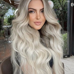Light Roots Platinum Blonde Hair 100% Virgin Human Hair 30 Lace Front ...