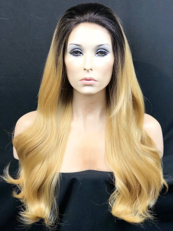 Blonde Ombre Hair Lace Front Wig Light Blonde Hair Wig Dark Root Blonde Hair Wig