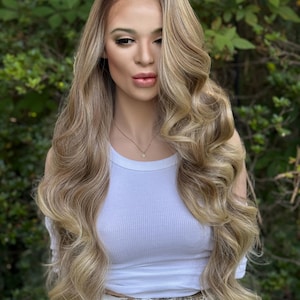 NEXT LEVEL | Synthetic Lace Front Wig | Peanut Butter Blonde Balayage | Hand-tied Lace Top | Heat Friendly