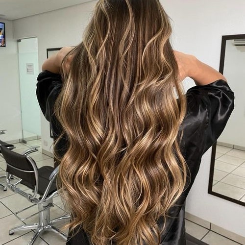Brown Balayage Long Layered Hair Blonde Moneypieces Loose Wavy - Etsy New Zealand Brown Balayage Long Layered Hair Blonde Moneypieces Loose Wavy - Etsy New Zealand