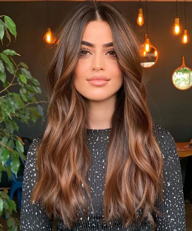 22 Chocolate Brown Brush Lights Caramel Highlights Balayage Etsy