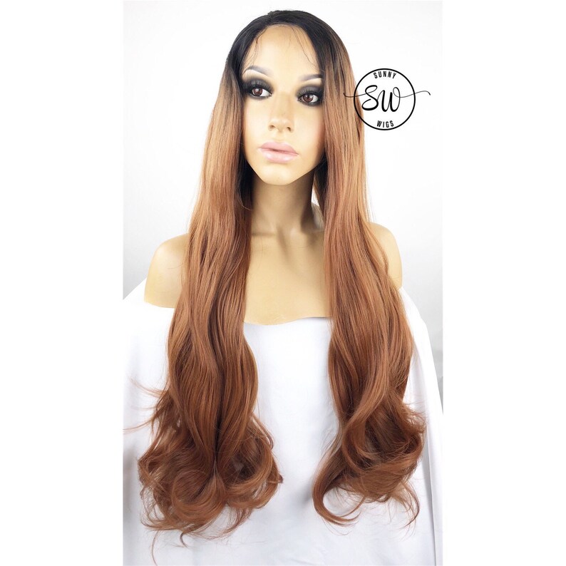 Dark Root Warm Auburn Long Curly Hand Tied Monofilament Lace Etsy