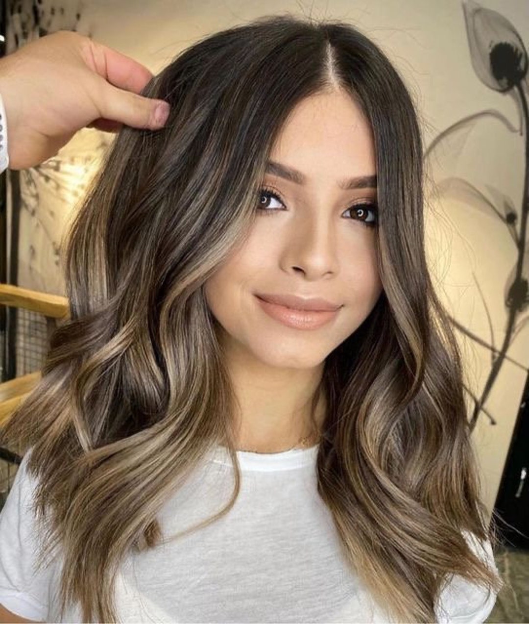 Ash Brown Hair Wig Blonde Money Piece Wig Dark Ombre Root 100