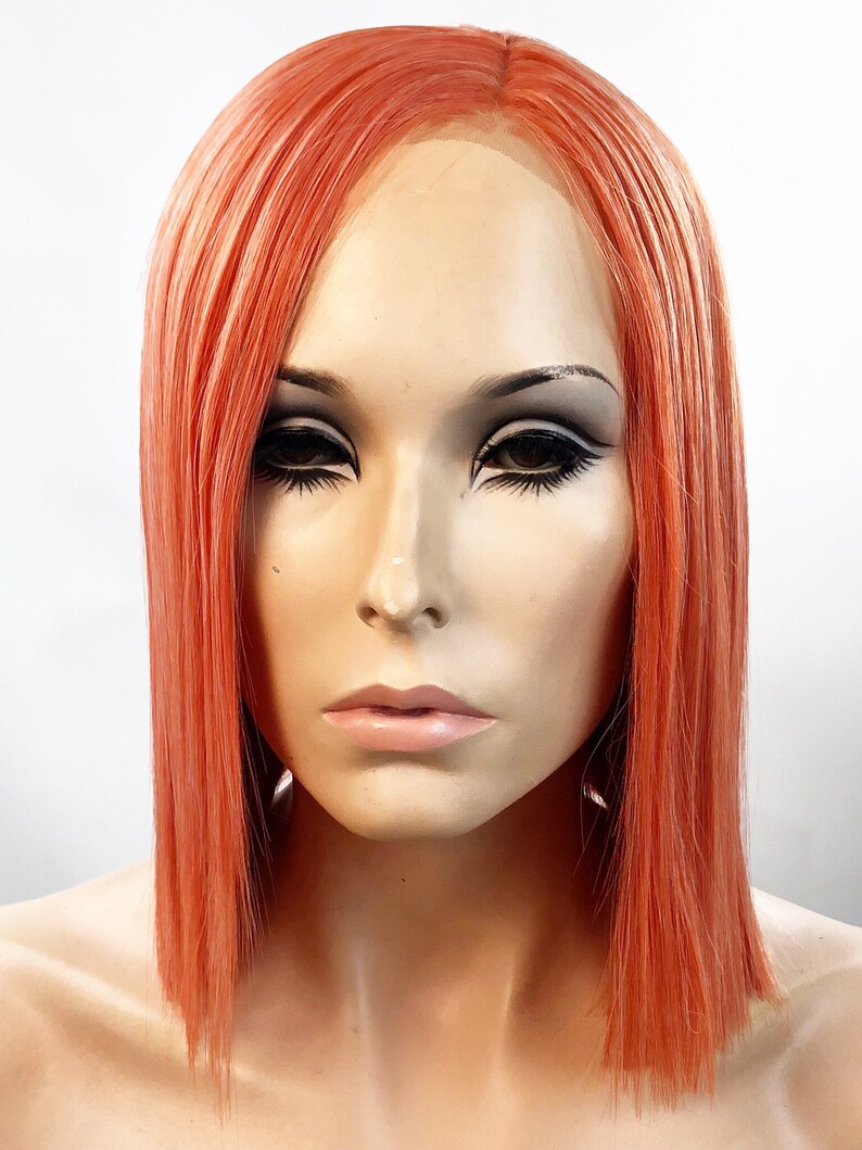 Short Coral Bob Synthetic Hair Wig Lace Front Wig. Coral & Etsy