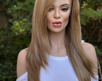 CLASSY LADY Honey Blonde Lace Front Wig | 20" Human Hair Blend, Heat Safe