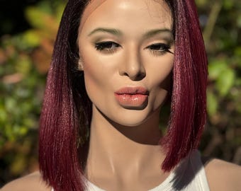 Dimensional Red Luxury Virgin Human Hair Wig, 100% Indian  display picture 1
