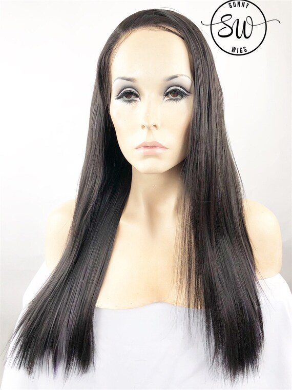 Lace Front Wig Black W Purple Peekaboo Ombre Hand Tied Etsy