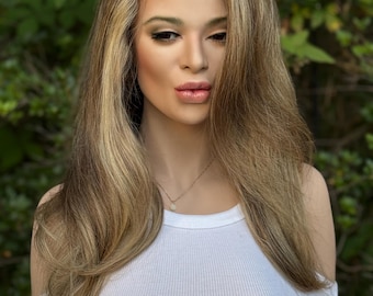 SUTTON | 100% Virgin Human Hair Lace Top Wig | Dimensional Dirty Blonde Balayage | Ready To Ship