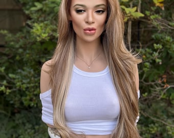 OH GIRL Human Hair Blend Lace Front Wig | Caramel Macchiato | Hand-Tied Lace Top