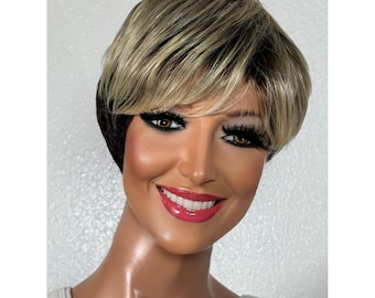 Black Blonde Mix Short Pixie Wig
