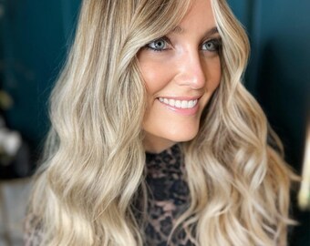 Sleek Silk Blonde Lace Wig Human Hair Blend. - Etsy display picture 2