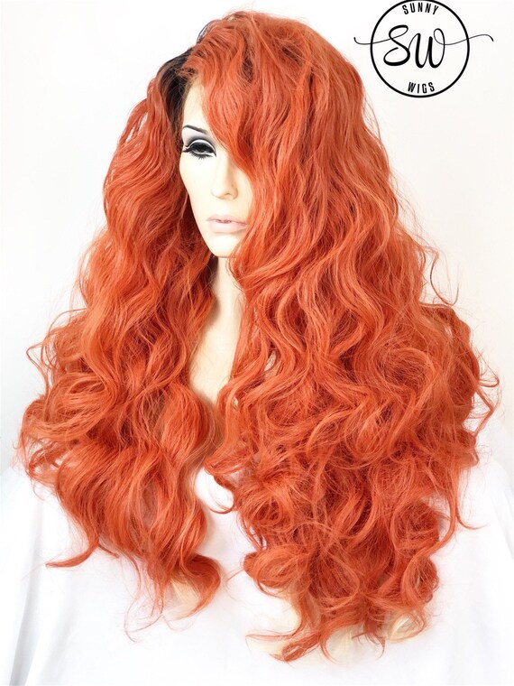Ombre Coral Red Orange W Blonde Lace Front Wig Multi Etsy