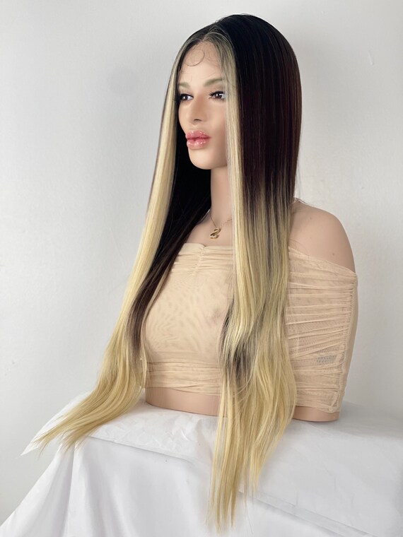 Lace Front Wigs Long Human Hair Pre Plucked Brown Mixed Blonde