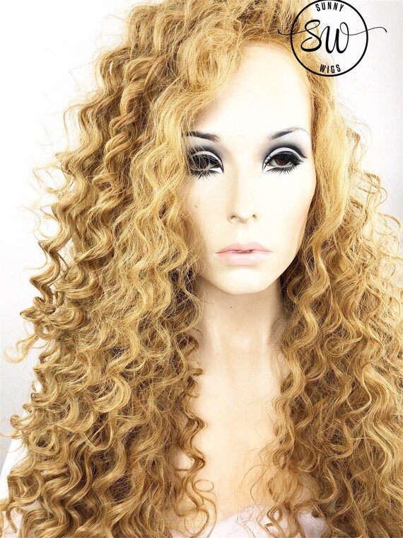 Lace Front Wig Light Chestnut Blonde Curls Monfilament Lace Etsy