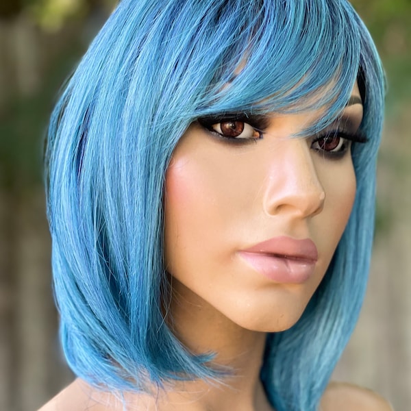 Short Blue Wig Etsy