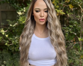 TWISTED LOGIC Human Hair Blend Lace Front Wig | Rooty Ash Blonde | Hand-tied Lace Top | Heat Friendly