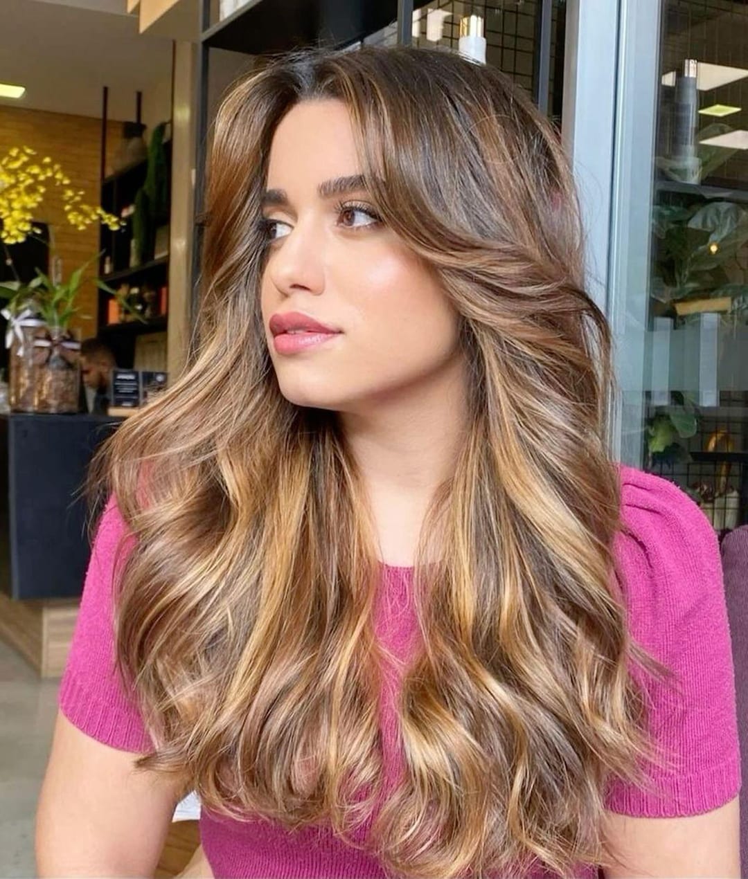 Brown Honey Blonde Layered Curtain Bangs 100% Virgin Real Human Hair