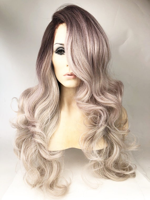 Metallic Grey Platinum Blonde Ombre Lace Front Wig