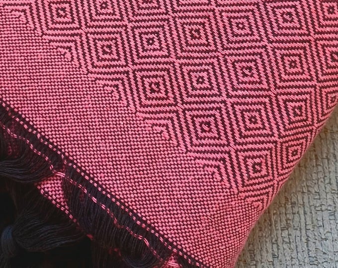 Elegance Handmade scarf, Diamond Raspberry Pink pattern throw, Premium quality and Organic cotton, Gift for her