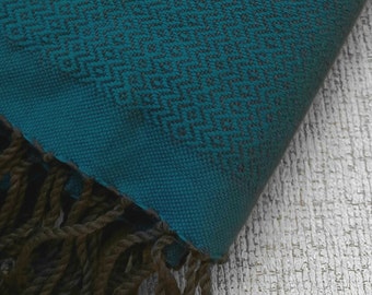 Dark Teal Mosaic Throw, 40x80 Inches Soft Organic Cotton Scarf and Wrap, High quality Handmade Shawl, Gift for her