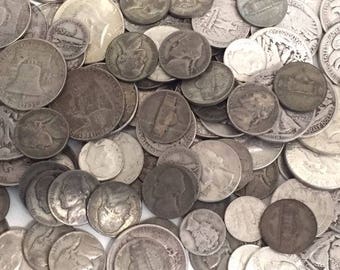 8 OZ(1/2 Lb)(4.00 Face).90/.35(War 5C) Silver US COINs-Prepper Lot-Clearance