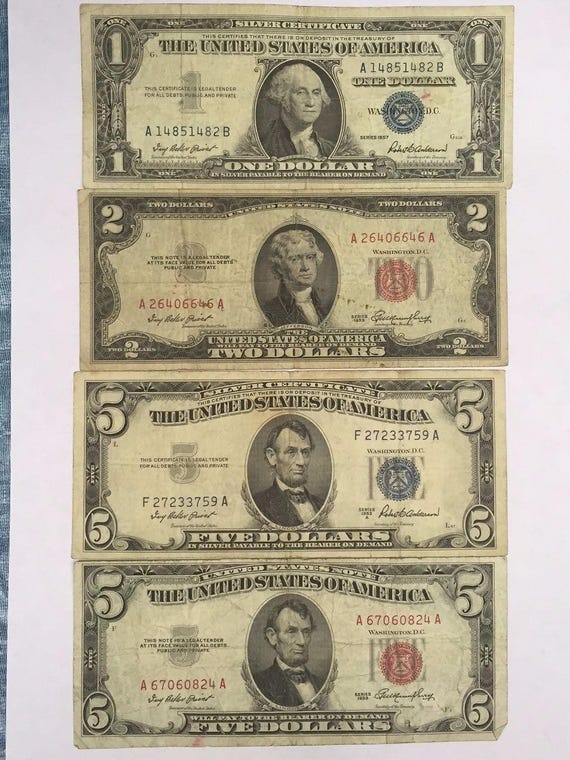 circulated low price wow 1953 or 1963 $2 Red Seal Note Lot of 1 in new holder