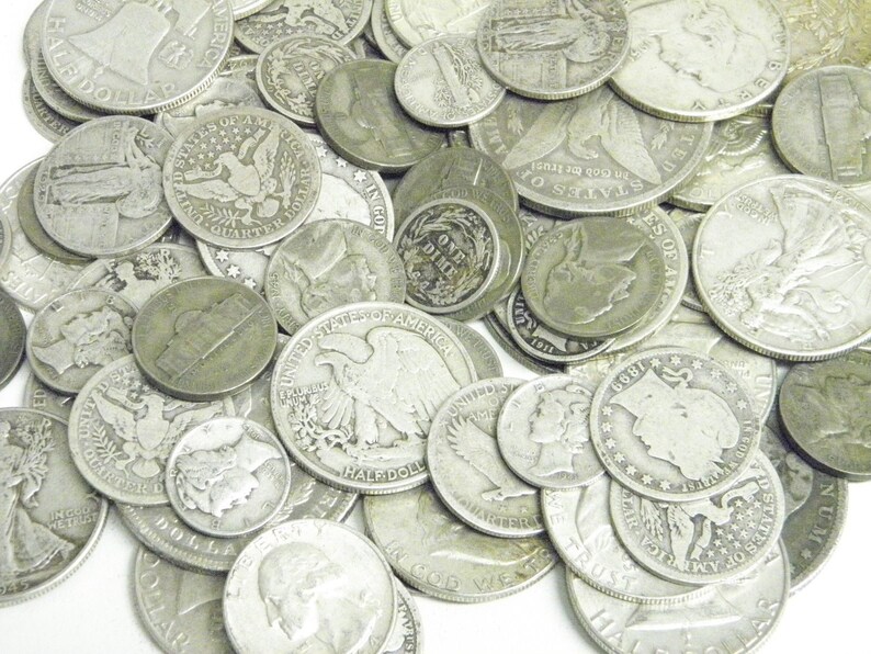 GREAT 1//2  LB 8 OZ Mixed U.S Silver Coins ALL 90/% Junk Silver Coins Pre 65 ONE1