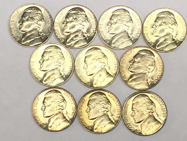 2018~D JEFFERSON NICKEL ~ BRILLIANT UNC IN OBW ROLLS 10 FULL ROLLS LOT OF