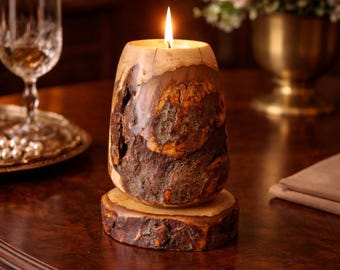 Hickory wood tea light holder