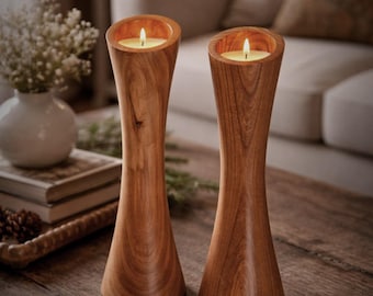 A pair of very elegant tea light holders made from Black Locust wood.