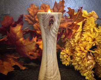 Hickory wood tea light holder