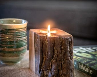 Wood tealight holder for home decor