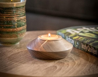 Walnut wood tealight holder