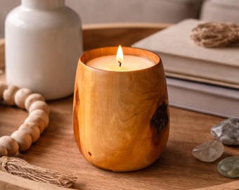 Wood tealight holder made from a Pear tree
