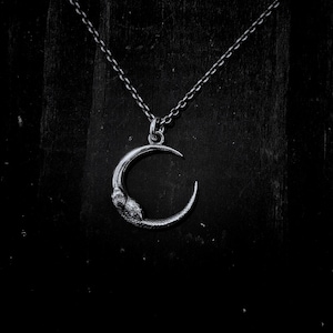 Serpent Moon Necklace [Small] Pendant Silver Snake Ouroboros Lunar Luna Crescent Snakes Chain Serpentine Scales Mythology 925 Handmade