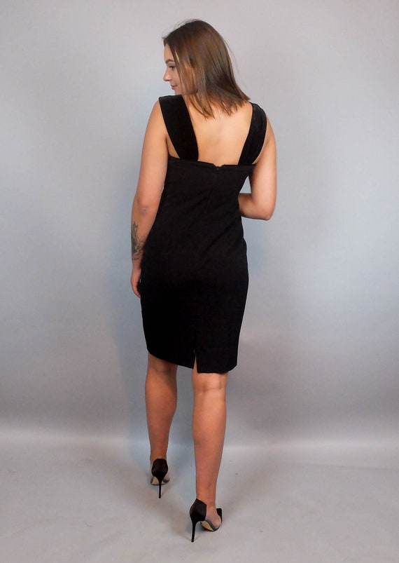 Vintage 80s Mini Black Cocktail Dress, Bodycon Li… - image 6