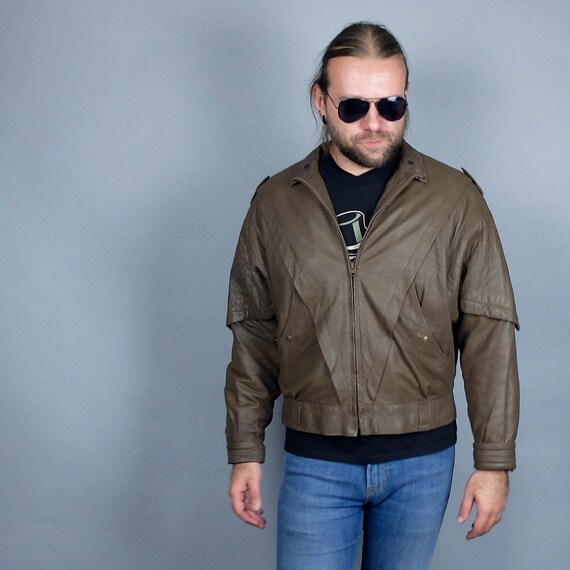ジャケット・アウター 80s vintage real leather car coat Vintage 80s Leather Jacket by Park V- Blk Leather Jacket