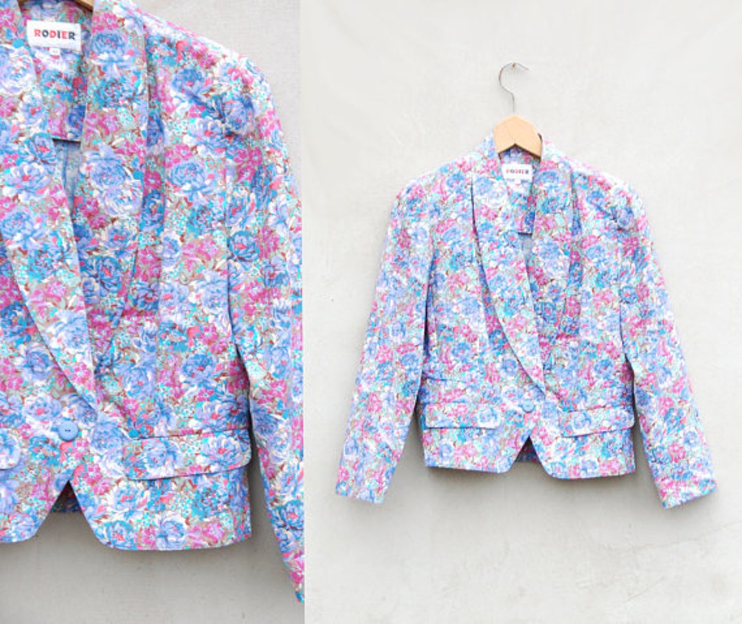 80s Vintage Crop Pastel Floral Jacket Avant Garde Jacket Etsy
