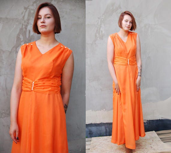 neon orange bridesmaid dresses