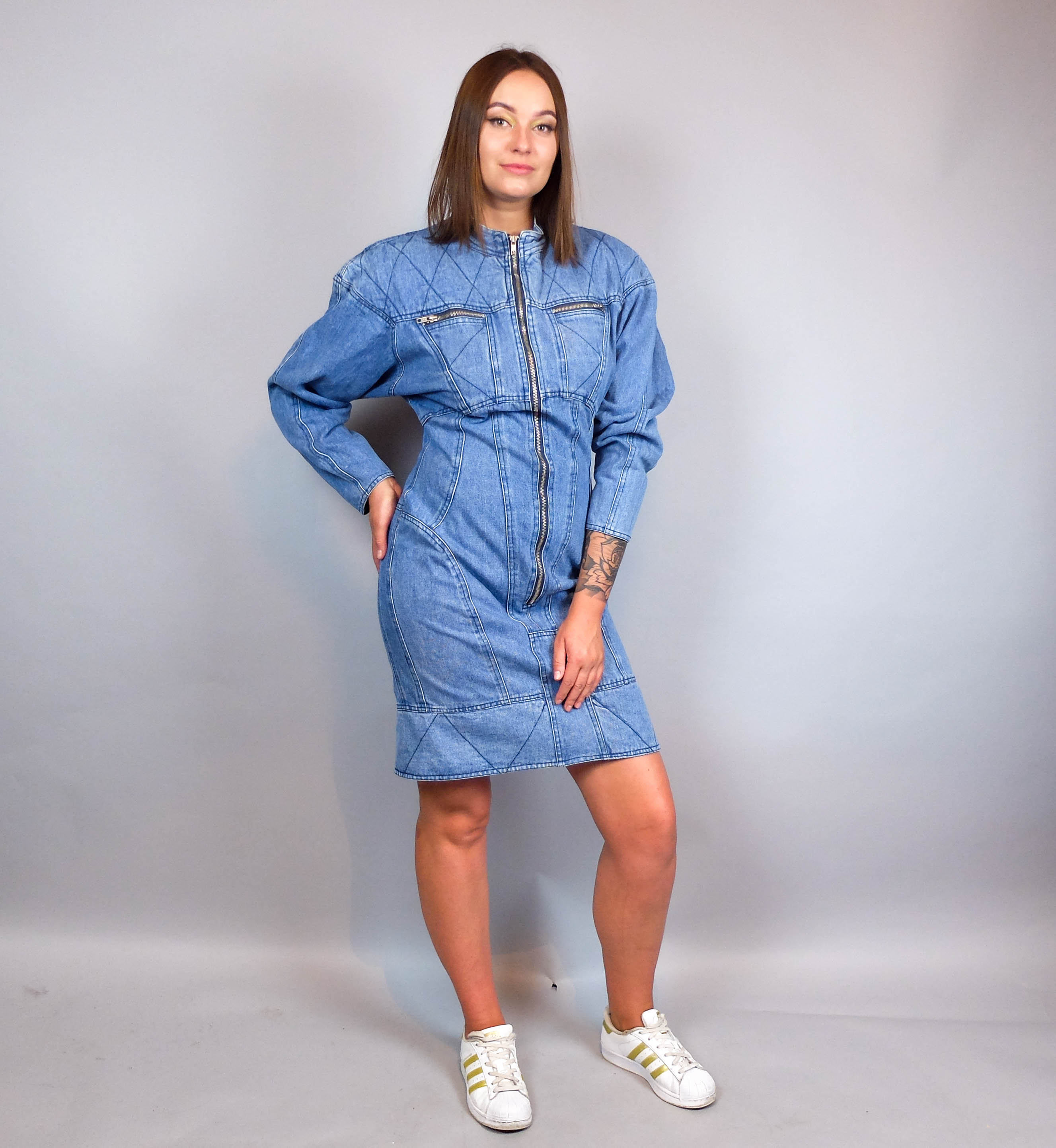 white christmas dresses 80s Denim Mini Dress