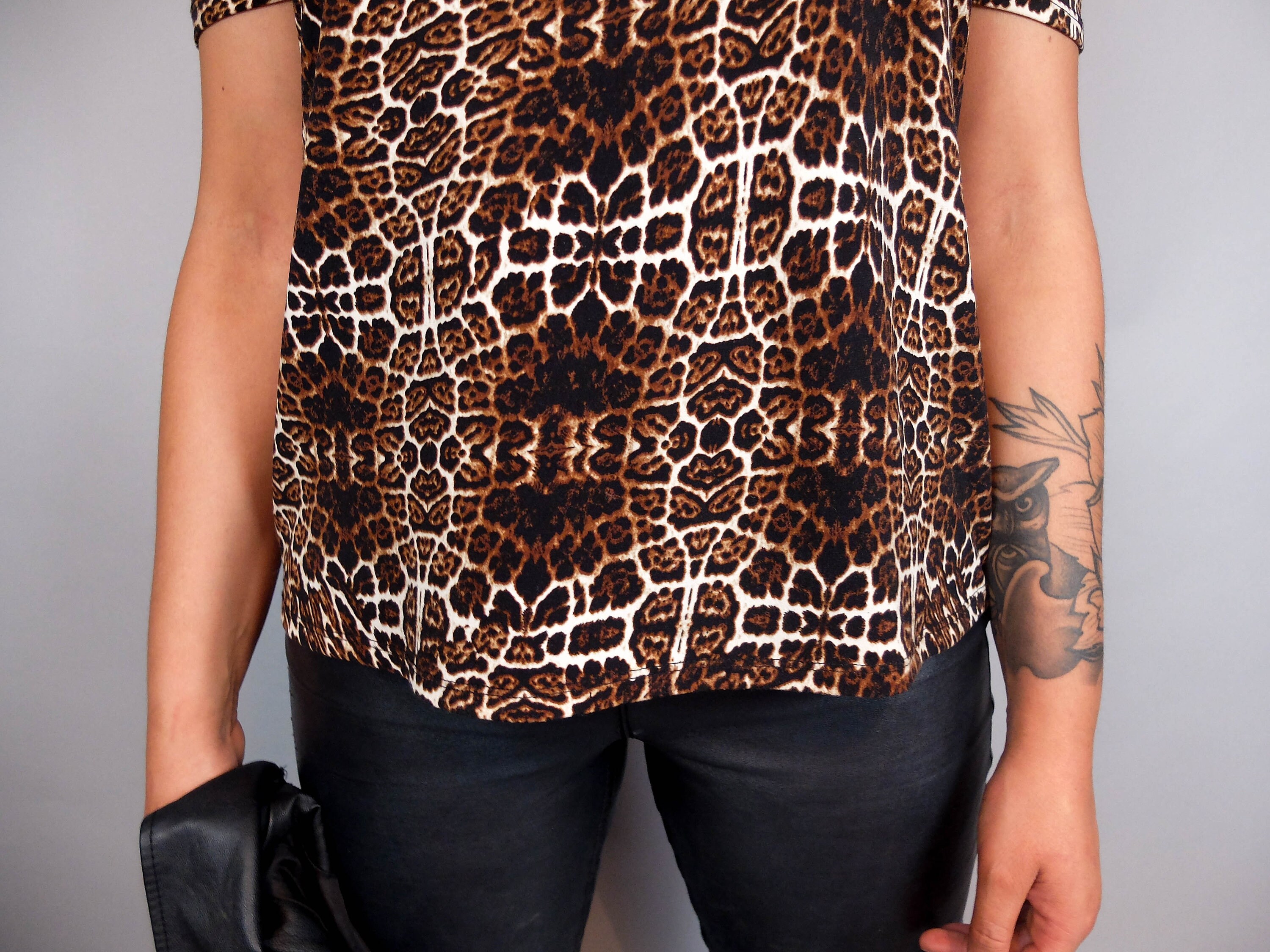 トップス 80's 90's Vintage Leopard Shirts 90s Vintage Leopard Print Short Sleeve Top, Animal Print