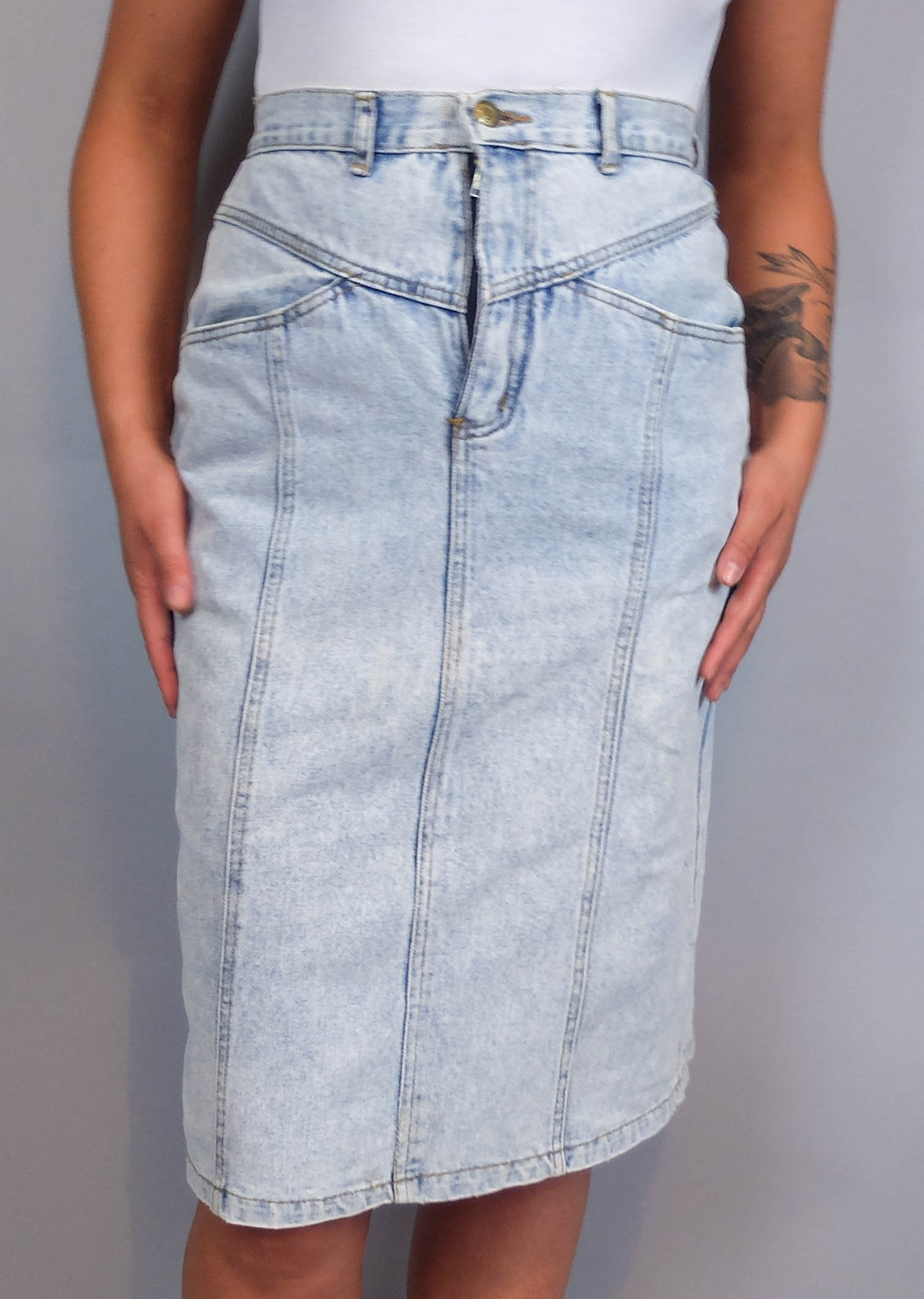 High-waist fashion pencil vintage jean skirt